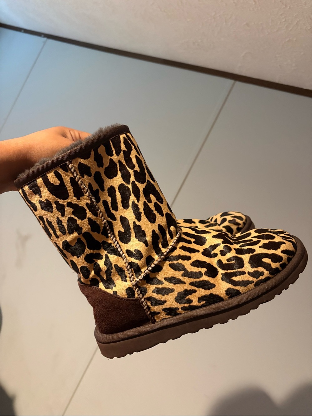 UGG Leopard Print Tan and Brown Short Boots